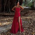 Split Socialite Style Elegant Slim Tube Top Mesh Stitching Hem Dress - Norellé