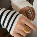 18K Real Gold Hand-wound Strip European And American Adjustable Ring - Norellé