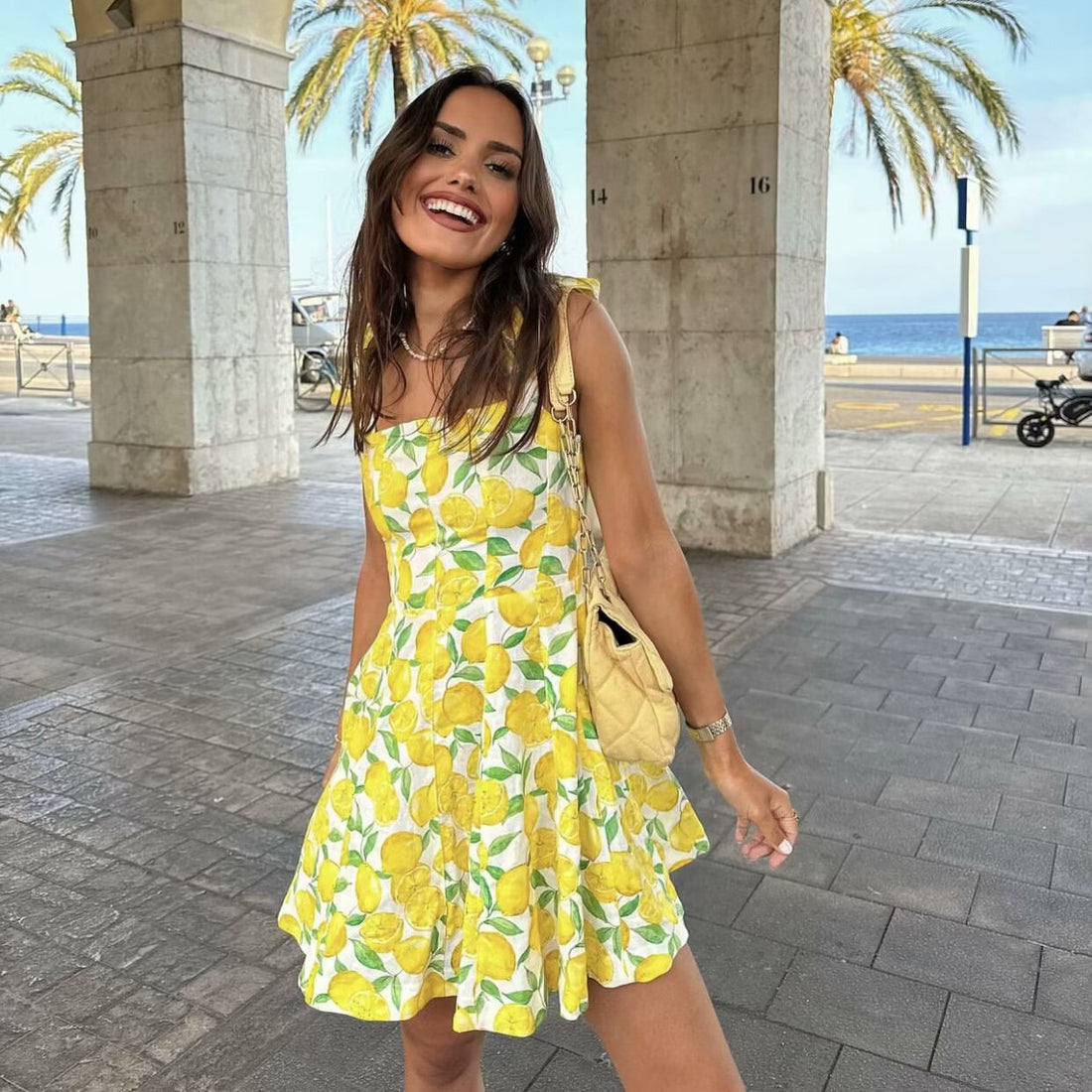Fashion Small Temperament Printed Linen Blended Mini Dress - Norellé
