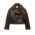 Lapel Patchwork Fleece Motorcycle Short Jacket Coat - Norellé