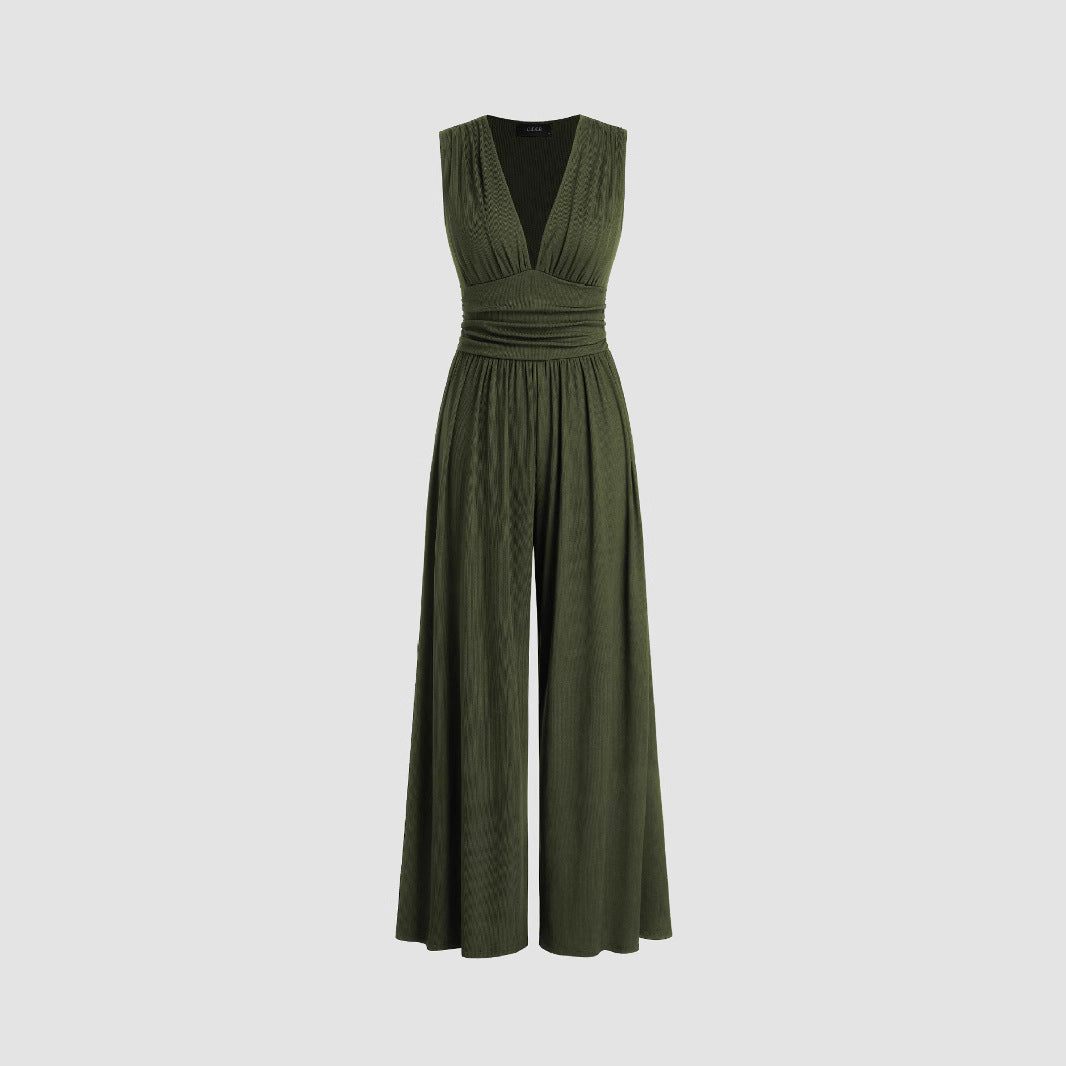 Women's Solid Color Loose Sleeveless Knitted Jumpsuit - Norellé