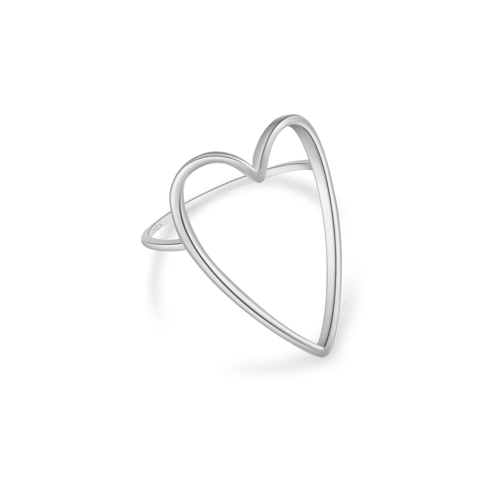 925 Sterling Silver Korean Ins High Sense Love Heart-shaped Ring Women - Norellé