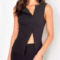 Solid Color Sleeveless Button Cardigan - Norellé
