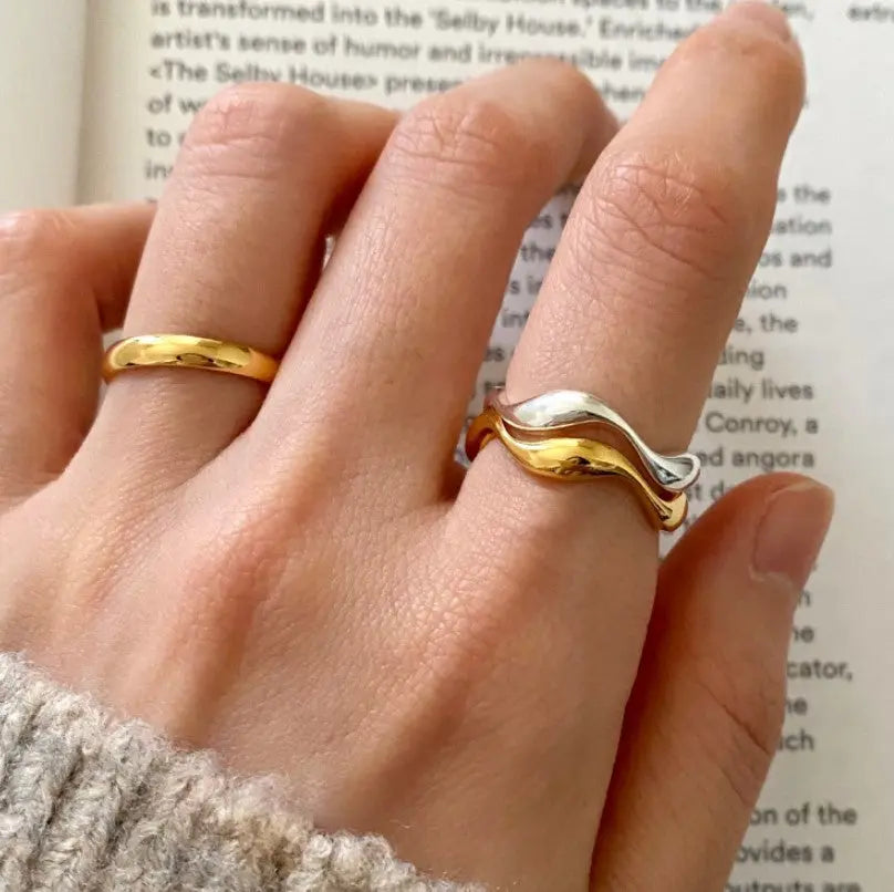 925 Sterling Silver Simple Temperament Wild Natural Curve Ring - Norellé
