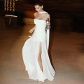 Split Socialite Style Elegant Slim Tube Top Mesh Stitching Hem Dress - Norellé
