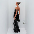 Slim Fit Tube Top Backless Silver Silk See-through Dress Women - Norellé