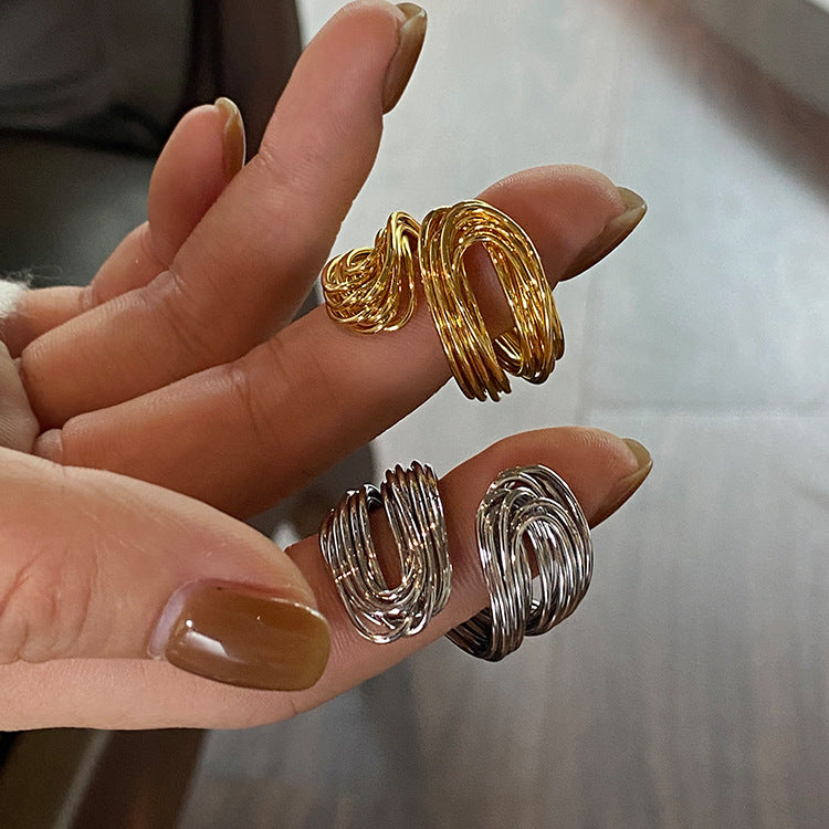 18K Real Gold Hand-wound Strip European And American Adjustable Ring - Norellé