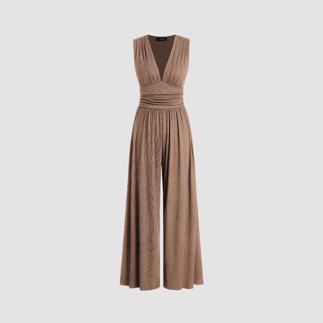 Women's Solid Color Loose Sleeveless Knitted Jumpsuit - Norellé