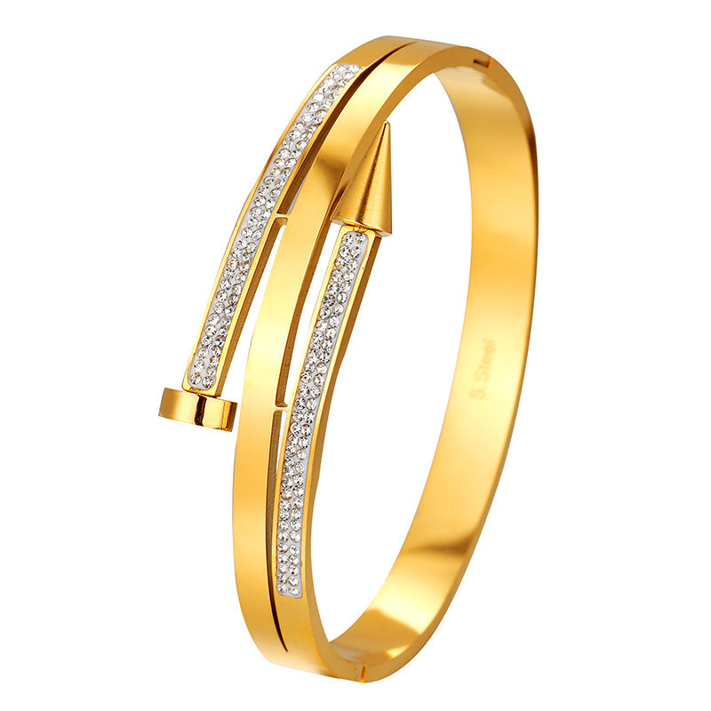 Stainless Steel Nail Rhinestone Bracelet - Norellé