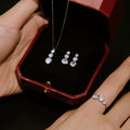 S925 Sterling Silver Round Zircon Ring Necklace And Earring Suit - Norellé