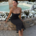 Solid Color Tube Top Big Wave Dress Women - Norellé