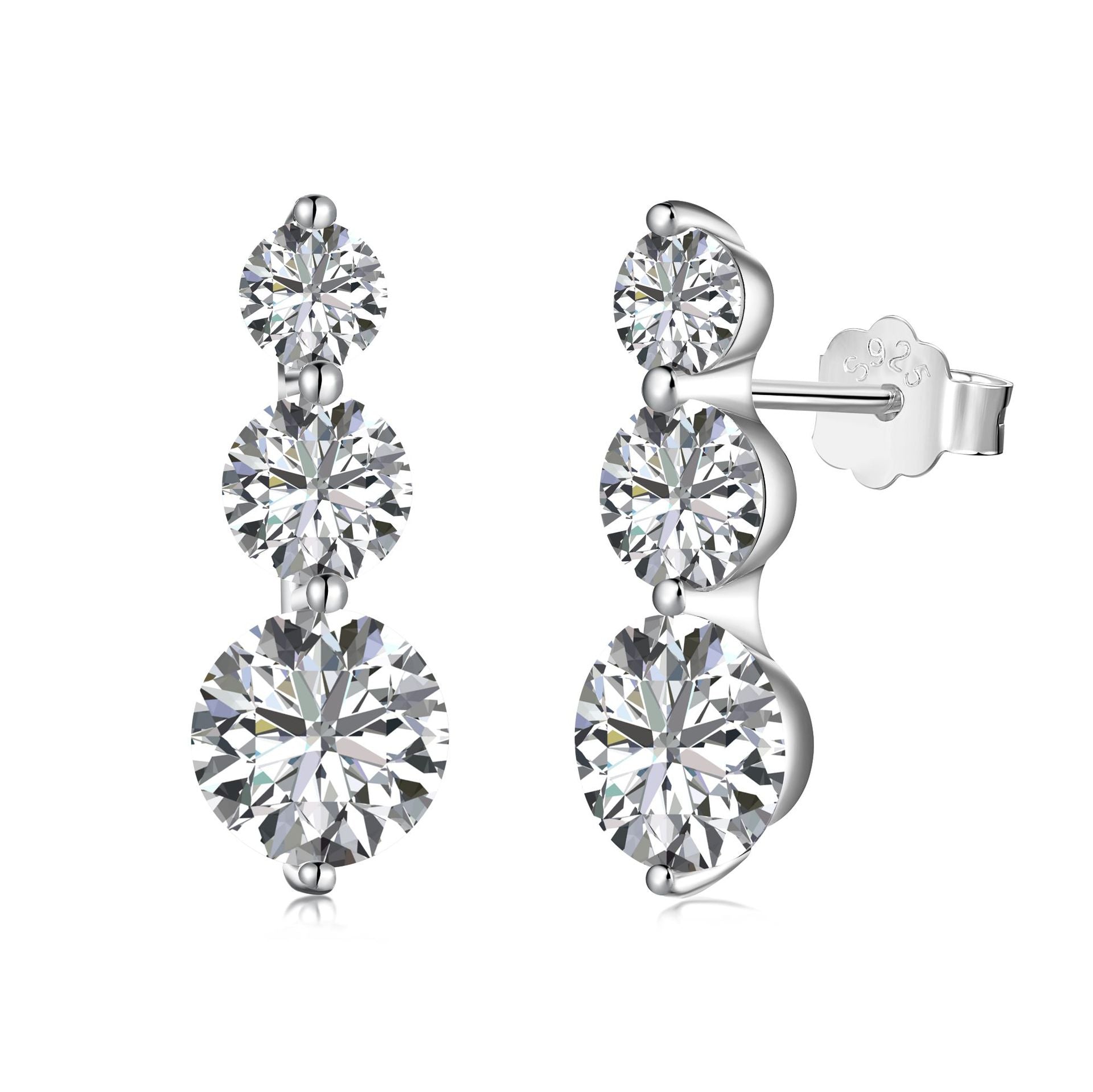 S925 Sterling Silver Round Zircon Ring Necklace And Earring Suit - Norellé