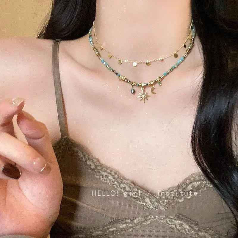 All-matching New Beaded Clavicle Women's Twin Necklace Sweater Chain - Norellé