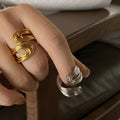 18K Real Gold Hand-wound Strip European And American Adjustable Ring - Norellé