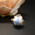 Vintage Brass Inlaid Baroque Pearl Bud Ear Stud And Ring - Norellé