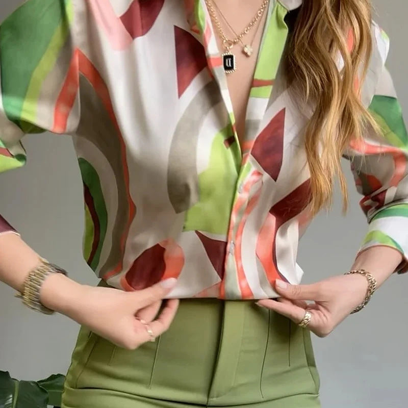 Printed Shirt Slim Trousers Casual Two-piece Suit - Norellé