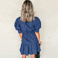 Retro Puff Sleeve Denim Dress Women - Norellé