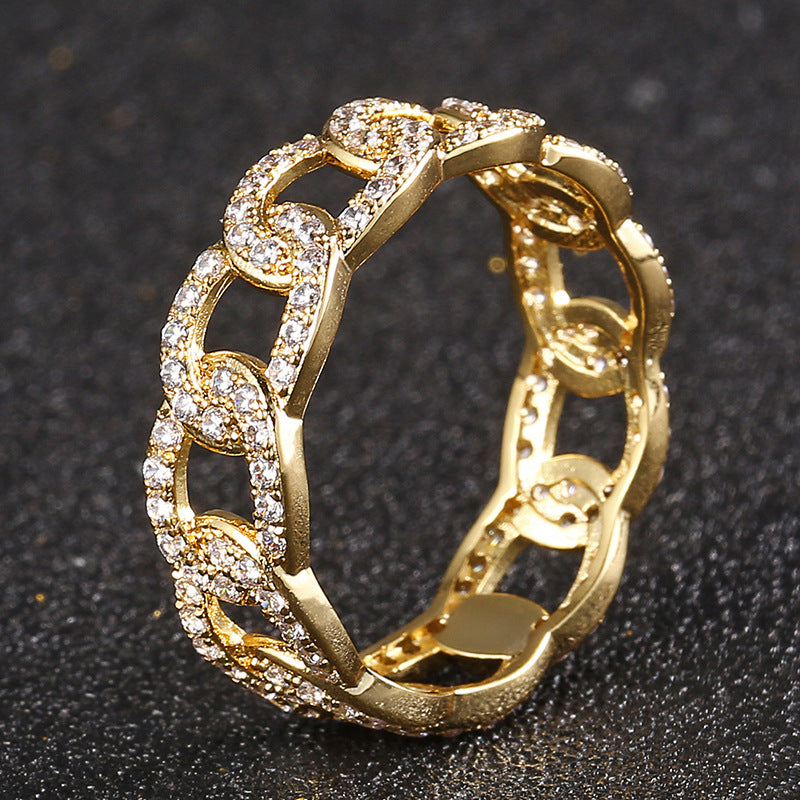 Personality Diamond Stud Cuban Ring Trendy Men And Women - Norellé