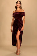 Women's Personalized Velvet Off-shoulder Dress - Norellé