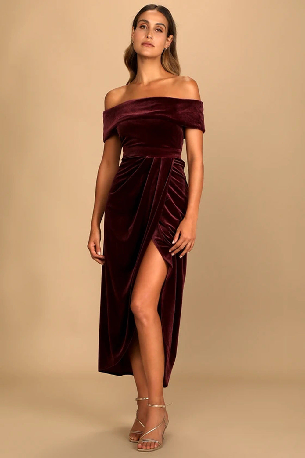 Women's Personalized Velvet Off-shoulder Dress - Norellé
