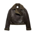 Lapel Patchwork Fleece Motorcycle Short Jacket Coat - Norellé