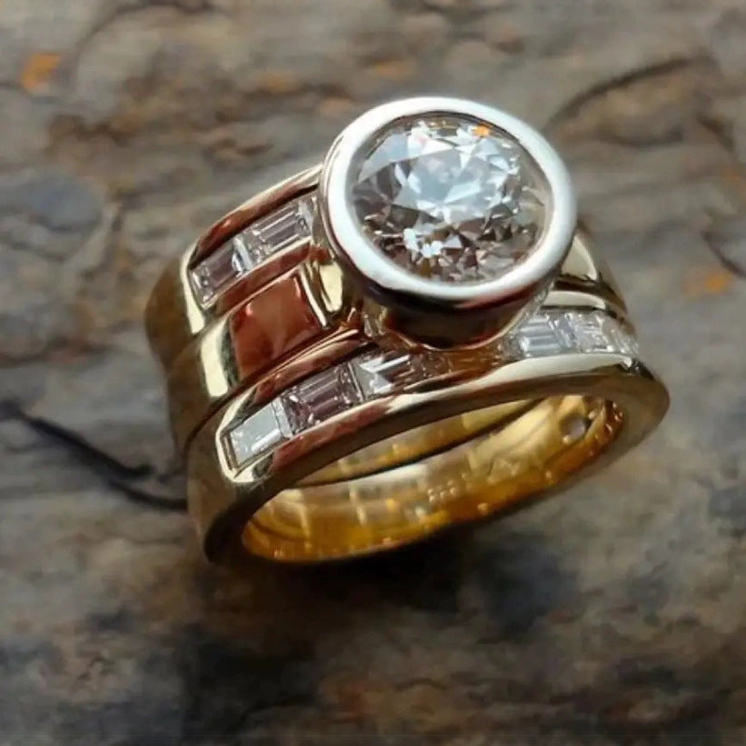 18K Gold Inlaid Zirconium Engagement Ring - Norellé