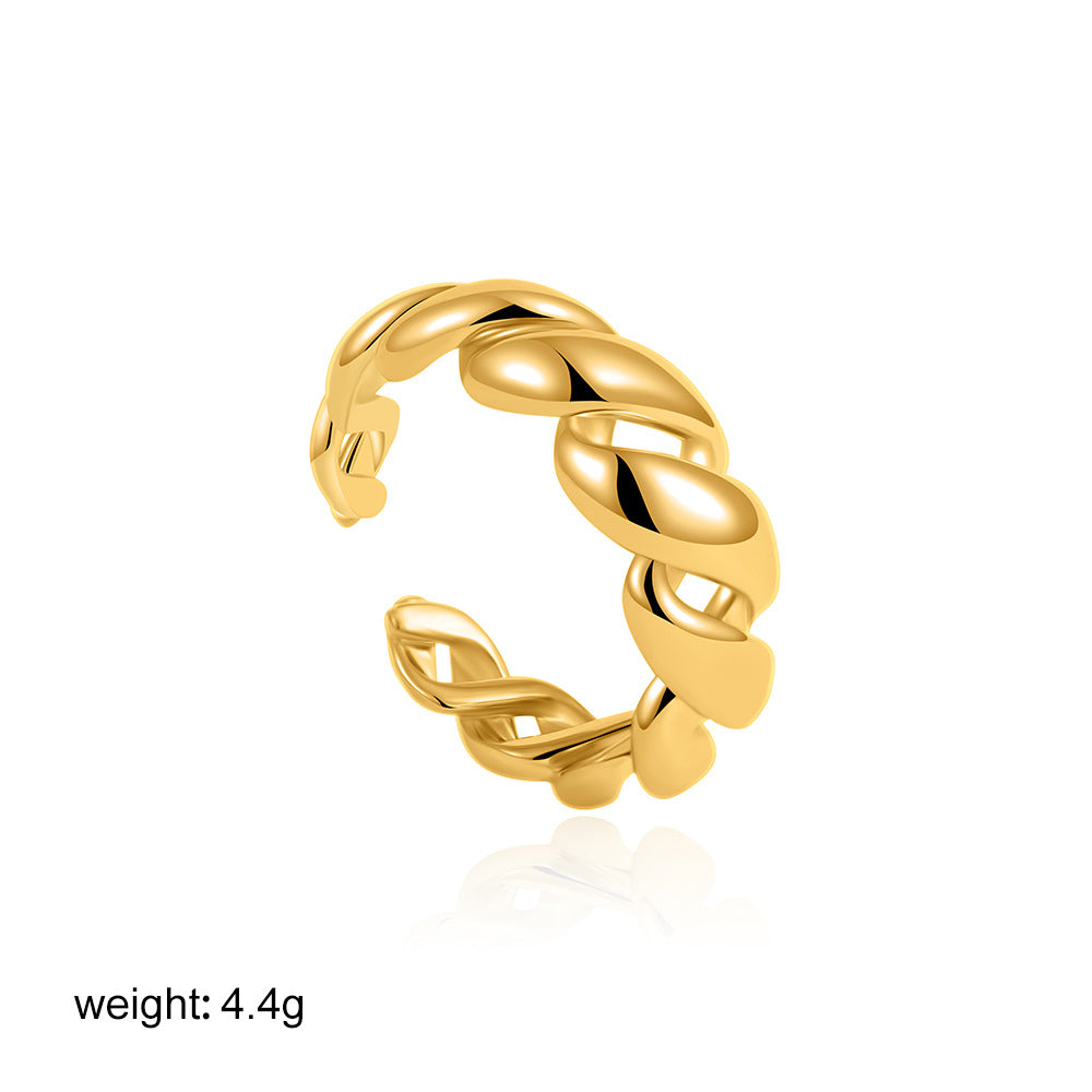 18K Gold Retro Simple Hollow Croissant Ring - Norellé