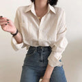 Casual Elegant High-rise Wide Striped Long Fleece Shirt Women's Top - Norellé