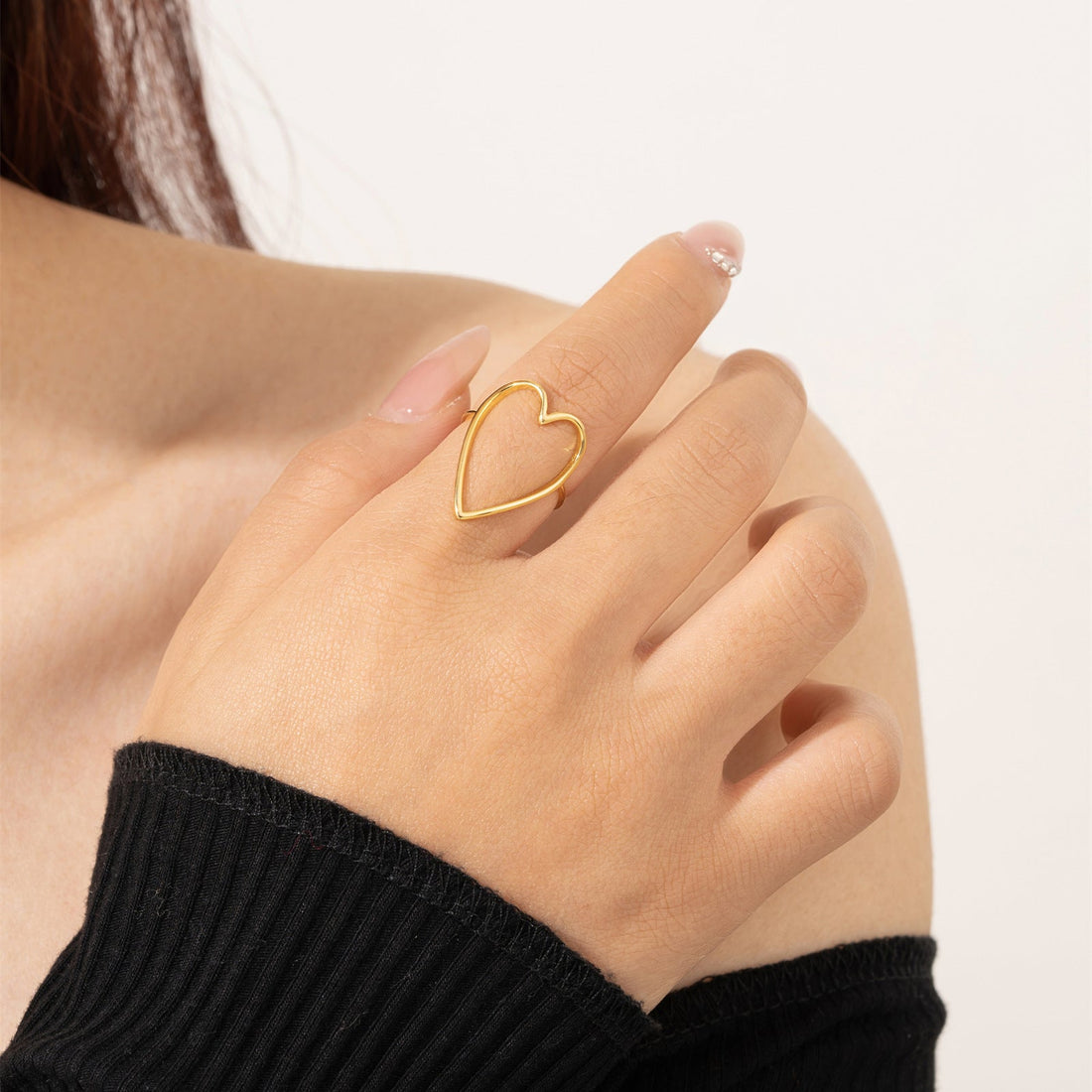 925 Sterling Silver Korean Ins High Sense Love Heart-shaped Ring Women - Norellé