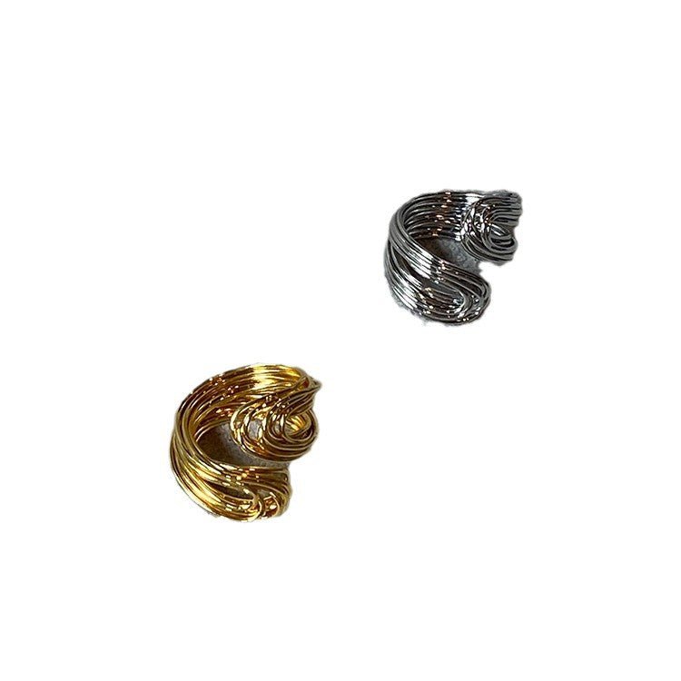 18K Real Gold Hand-wound Strip European And American Adjustable Ring - Norellé