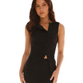 Solid Color Sleeveless Button Cardigan - Norellé
