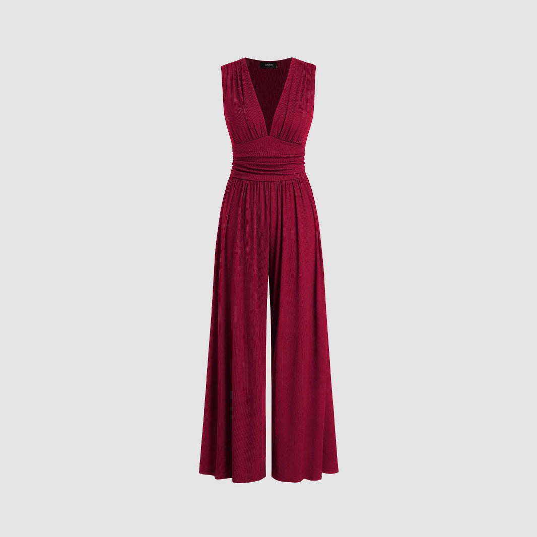 Women's Solid Color Loose Sleeveless Knitted Jumpsuit - Norellé