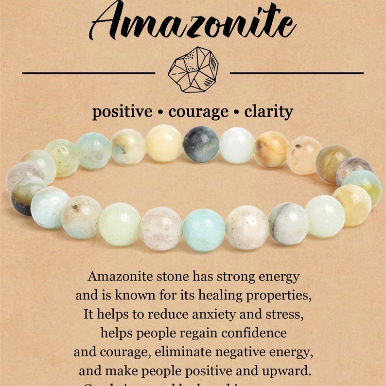 8mm Natural Stone Elastic Beaded Bracelet - Norellé
