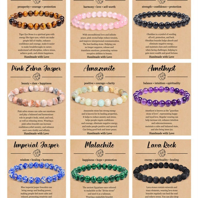8mm Natural Stone Elastic Beaded Bracelet - Norellé