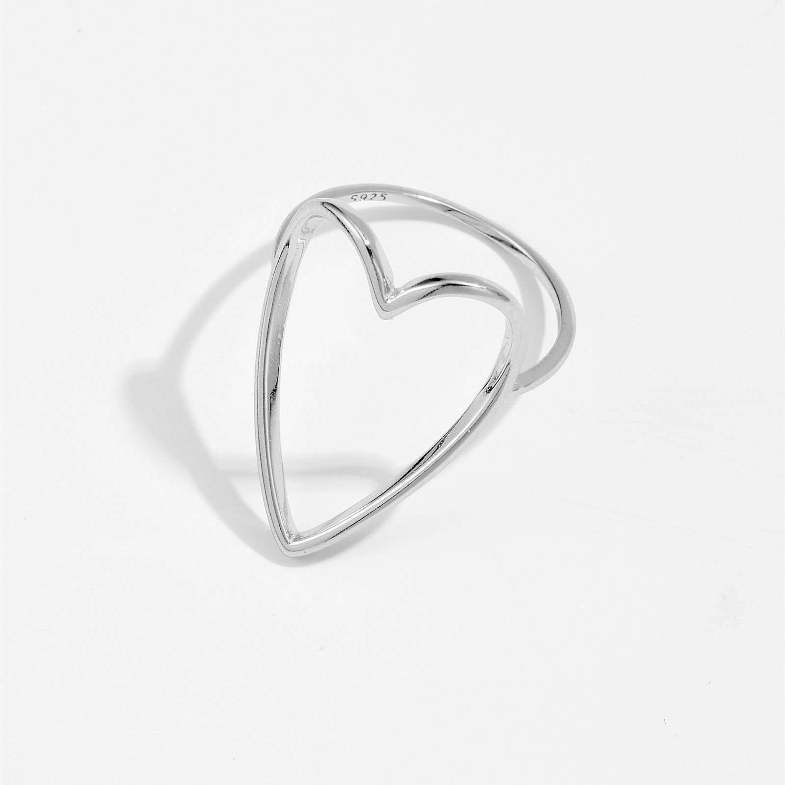 925 Sterling Silver Korean Ins High Sense Love Heart-shaped Ring Women - Norellé