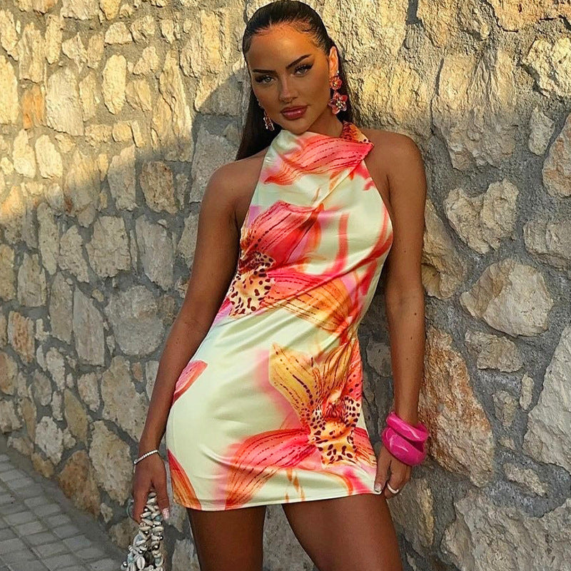 Fashion Halter Tube Top Color Printing Vacation Style Hot Girl Top - Norellé