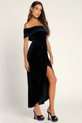 Women's Personalized Velvet Off-shoulder Dress - Norellé