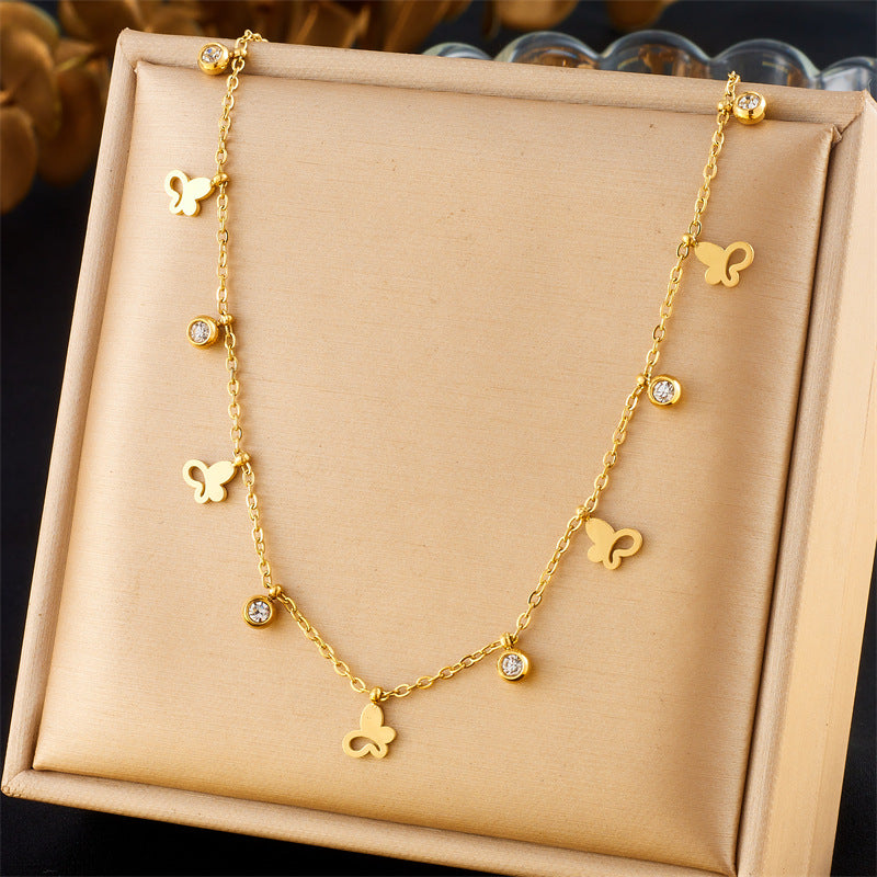 Simple Gold-plated Butterfly Wafer Accessory Pendant Chain - Norellé
