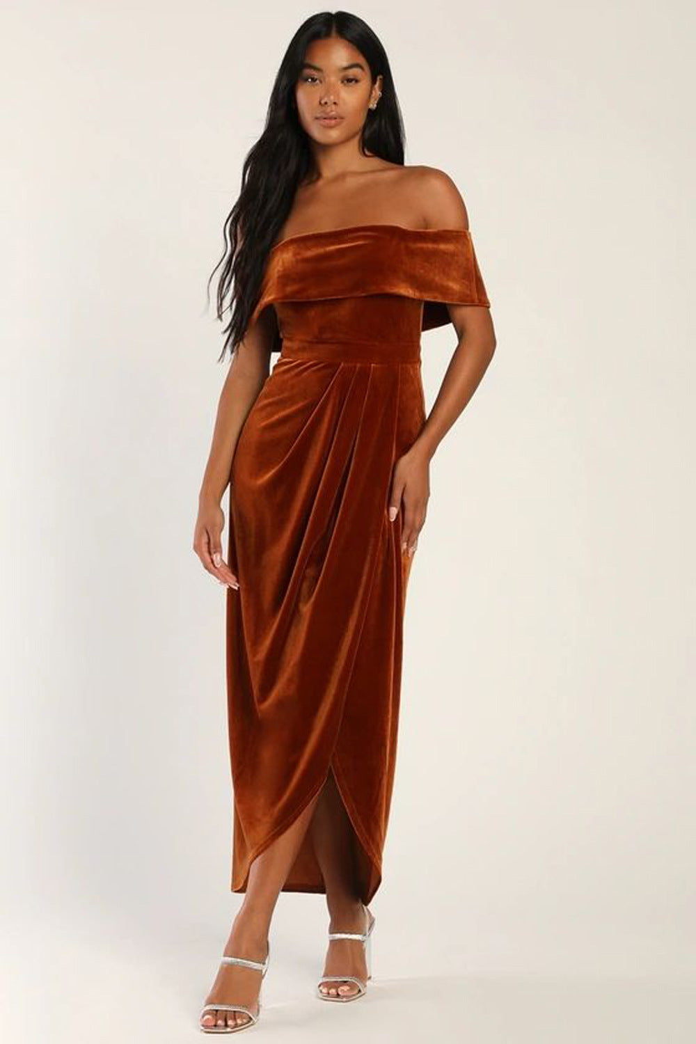 Women's Personalized Velvet Off-shoulder Dress - Norellé