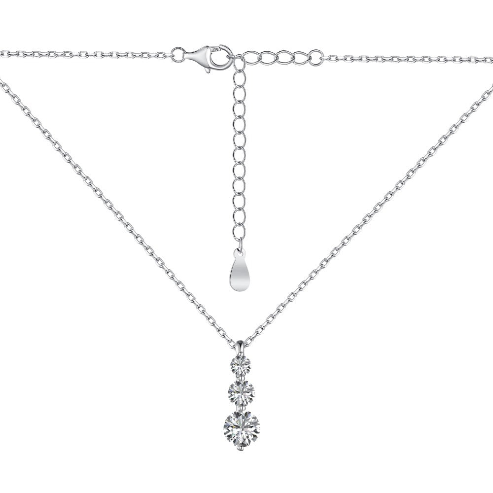S925 Sterling Silver Round Zircon Ring Necklace And Earring Suit - Norellé