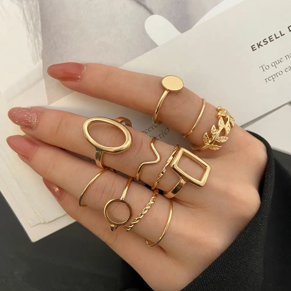 Geometric Leaf Ring Suit 11-piece Set - Norellé