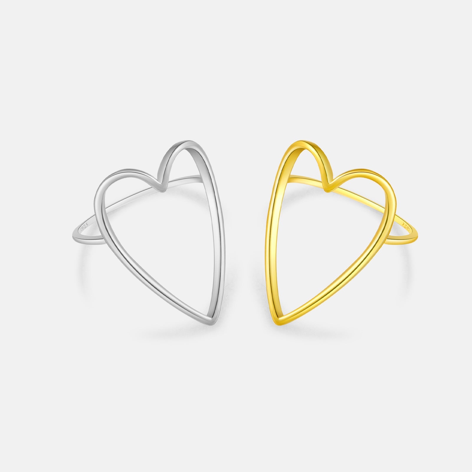 925 Sterling Silver Korean Ins High Sense Love Heart-shaped Ring Women - Norellé