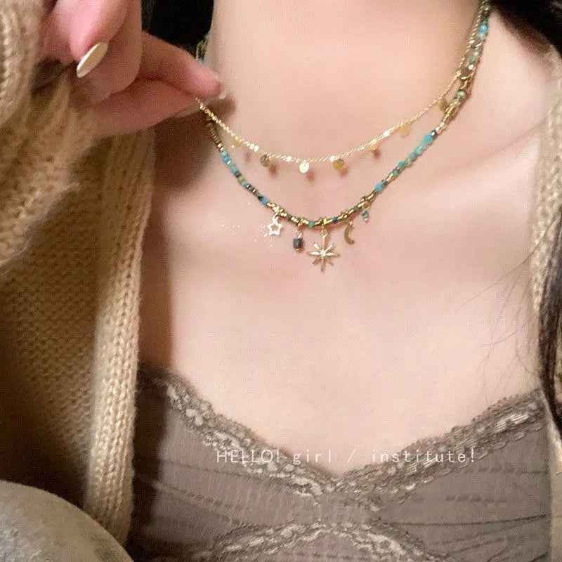 All-matching New Beaded Clavicle Women's Twin Necklace Sweater Chain - Norellé