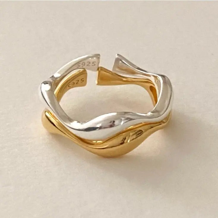 925 Sterling Silver Simple Temperament Wild Natural Curve Ring - Norellé