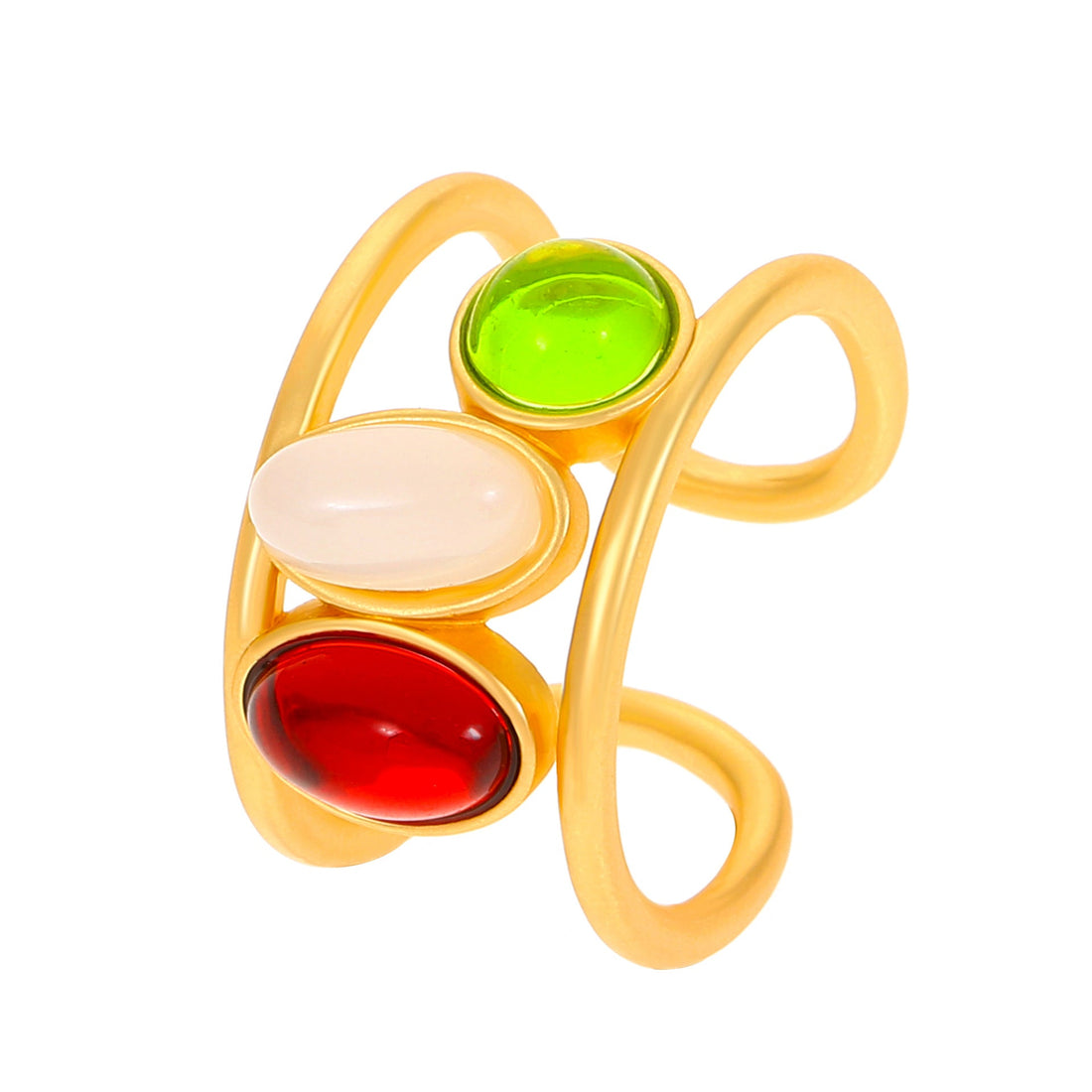 Ancient Fashion Colored Gems Ring Hollow Drip Glazed - Norellé