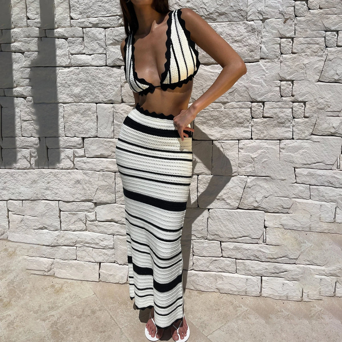 Women 2Pcs Knit Skirt Outfits