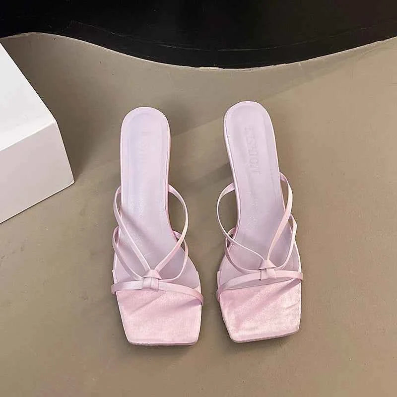 Square Head Open-toed Women's Slippers