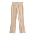 Women's Fashion French Commuter Slim Fit Round Neck Suit Coat High Waist Flare Pants