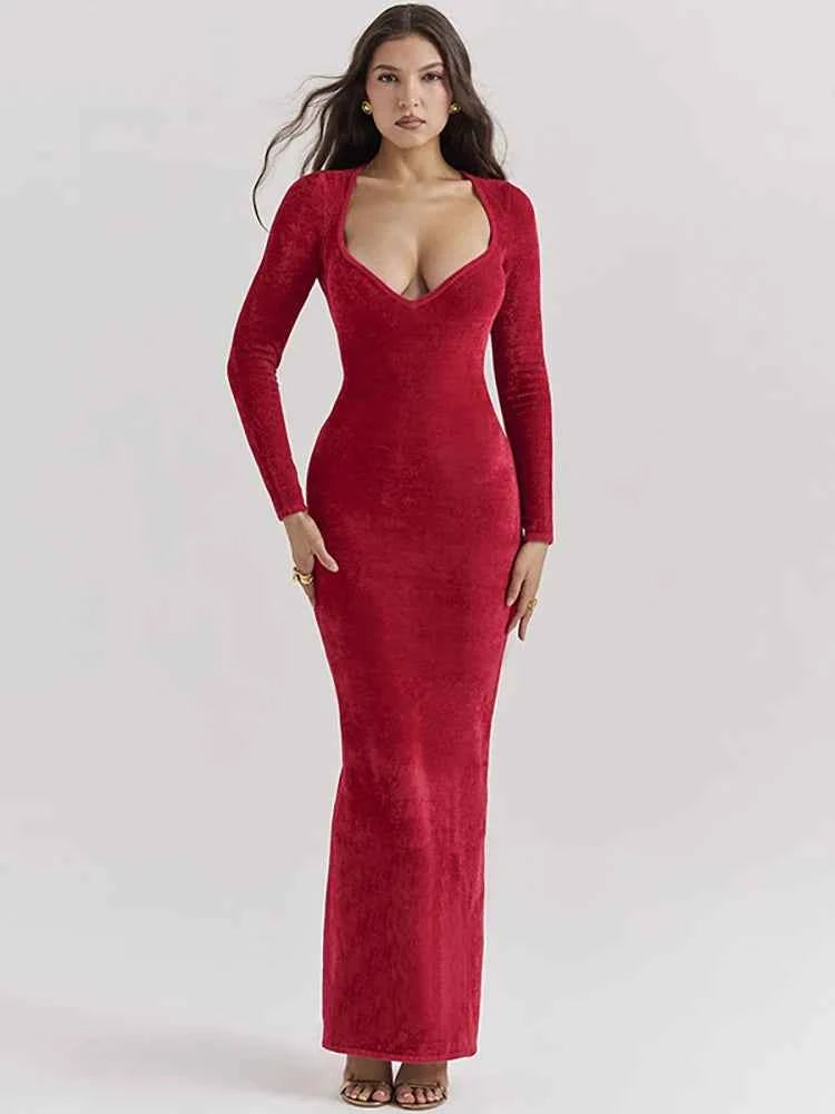 Deep V-neck Maxi Dress For Women