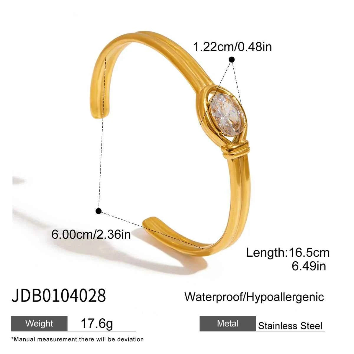 Gold Color Plated Stainless Steel Hammer Pattern Double Layer Bracelet